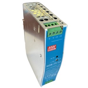 Alimentatore Industriale MW MEAN WELL NDR-75-12 12V 75W 6,3A Montaggio su Guida DIN Ingresso 220V 110V Durata 6000 Ore Garanzia 2 Anni - Product Image 1