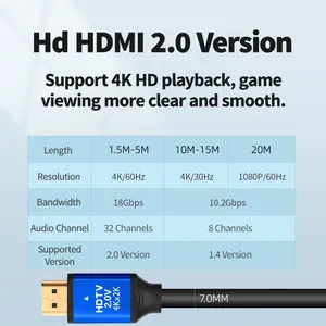 Excellente qualité Prix le plus bas Câble HDMI vers HDMI Câble HDMI 4K Résolution 60HZ pour connecter un téléphone à un téléviseur