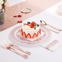 Vente en gros d'assiettes en plastique PVC doré pour restaurant événements horeca bon marché décorations de fête d'anniversaire de mariage plat PS nouvelle Europe
