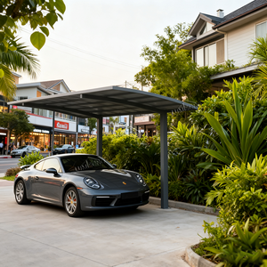 Nouvelle auvent de protection solaire extérieur en polycarbonate de style moderne, imperméable, avec structure en aluminium, abri pour deux voitures, auvent arqué, <span class=keywords><strong>carport</strong></span> - Product Image 4