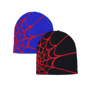 Moda Hip-hop Streetwear gorras para hombres mujeres Unisex Goth Pullover Skull Cap Y2K invierno cálido sombreros Spider <span class=keywords><strong>Web</strong></span> Knitting Beanie Hat - Product Image 4