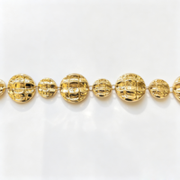Ceinture en métal doré matelassée ajourée style rétro pour femme, avec perles rondes et décorations en alliage, ceinture de taille, chaîne de corps, accessoire de mode pour robe