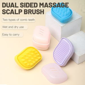 Brosse de massage double face bon marché pour le cuir chevelu Brosse à cheveux de nettoyage facile Peigne à tête souple en TPEE Utilisation à la maison - Product Image 6