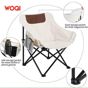 Chaise de camping pliable Woqi, cadre en aluminium, tissu Oxford, chaise de jardin, blanc ivoire - Product Image 5