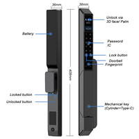 Interphone vidéo intelligent avec application Tuya, étanche, reconnaissance faciale 3D, verrouillage intelligent coulissant fin pour porte en aluminium