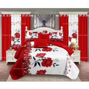 2024 nuovo design set di biancheria da <span class=keywords><strong>letto</strong></span> 8 pezzi <span class=keywords><strong>con</strong></span> <span class=keywords><strong>tende</strong></span> stampate all'ingrosso set di lenzuola da 6 pezzi e <span class=keywords><strong>tende</strong></span> da 2 pezzi in magazzino - Product Image 2