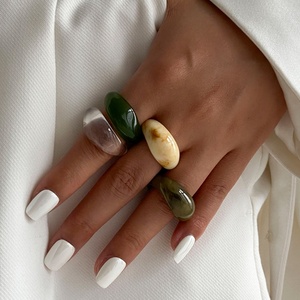 Designer Multi Color Stacked Irregular <b>Resin</b> <b>Rings</b> for Women Trendy Lady Finger <b>Ring</b> Daily Wear Accessories Fashion Jewelry Gift - Product Image 2