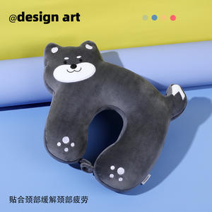 Almohada de cuello en forma de U con diseño de animales, para viajes, oficina, coche, avión, soporte para dormir, 28x26x14cm, cojín suave de poliéster - Product Image 4