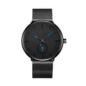 Montre-bracelet à Quartz avec petit cadran pour hommes, en cuir, avec votre Logo personnalisé