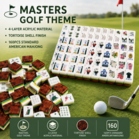 Jeu de Mahjong américain sur le thème Green Golf Masters avec supports, 160 tuiles acryliques gravées à quatre couches, sac et tapis pour soirées de jeu