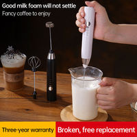 Mousseur à lait sans fil mini portatif automatique, batteur à œufs rechargeable par USB, fouet en acier inoxydable, classe d'efficacité énergétique