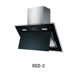 Da Chaminé do Fogão de cozinha Gama Capuz Preto Temperado Vidro Lateral Range Hood