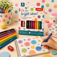 Crayons de couleur géants FLOWood, 8 couleurs, mine résistante aux bris, ensemble de crayons épais pour enfants avec taille-crayon pour dessin et croquis