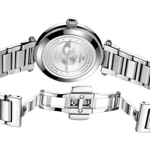 Elegante Reloj de Cuarzo de Acero Inoxidable para Mujer, Pantalla Analógica, Resistente al Agua 3ATM, Caja Redonda, Cierre Plegable, Correa de 18 mm - Product Image 6