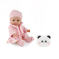 Geschenkset für Kinder Vollvinyl-Babypuppe Niedliche Neugeborenen-Puppe mit Mütze und Kleidung Rollenspielzeug mit Plüschtasche
