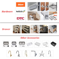 Meuble de cuisine moderne en forme de L, automatique et sur mesure, en panneaux de particules mélaminés, pour la maison, de la marque Alland European Canada.