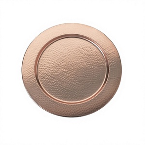 Assiette de service ronde en cuivre martelé, faite à la main, taille personnalisée, directement du fabricant en Inde - Product Image 1