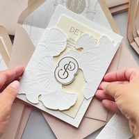 Carte d'invitation de mariage de luxe personnalisée et gaufrée avec enveloppe à couverture rigide, papier coton, brochure de shopping, modèle SY 001