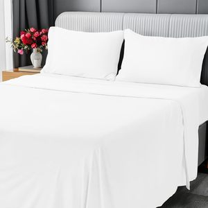 Nữ Hoàng Kích Thước 100% Bông 4Pcs Tấm Ga Giường Đặt Màu Rắn Dệt Kim Mềm Tấm Phẳng 16 "Sâu Túi Được Trang Bị Tấm Với 2 Gối - Product Image 1
