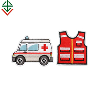 Autocollants de camion de pompiers pour enfants, dessin animé, patchs en tissu sergé brodés à repasser, badges