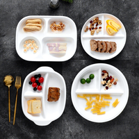 Plateau de service pour restauration rapide, 5 compartiments, céramique écologique, plateau carré pour dîner, compartiment à nourriture à motifs pour restaurants