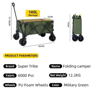 Tất cả các địa hình ngoài trời Vườn giỏ hàng Heavy Duty thép không gỉ ráp gấp toa xe cho mua sắm với OEM Hỗ trợ có thể gập lại giỏ hàng - Product Image 3