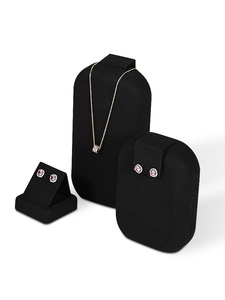 Expositor de Joyería Jinsky Personalizado, Negro, de Microfibra, Clásico, Elegante y de Lujo, 45.5x27cm, Venta al por Mayor, para Anillos, Pendientes y Collares - Product Image 3