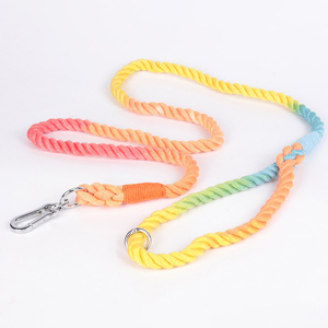เชือกจูงสัตว์เลี้ยงแบบถักหลากสีทำมือเชือกผ้าฝ้าย100% น้ำหนักเบากันลื่นออกแบบได้ตามต้องการ - Product Image 2