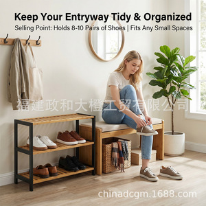 Three Layer Bamboo <b>Shoe</b> <b>Rack</b> Modern Minimalist Design Dustproof <b>Storage</b> Living Room Furniture Freestanding Multi Functional - Product Image 2