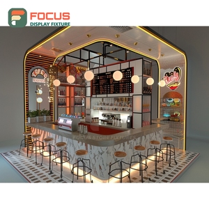 เคาน์เตอร์บริการคาเฟ่ระดับพรีเมียม  ผิวลามิเนตไม้  พื้นที่จัดแสดงขวดไซรัป เคาน์เตอร์บริการร้านค้าคั่วกาแฟ - Product Image 2