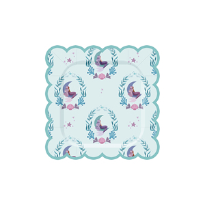 Assiettes, gobelets et serviettes jetables en papier, thème coquillage bleu et violet clair, pour fêtes d'anniversaire DAMAI - Product Image 4