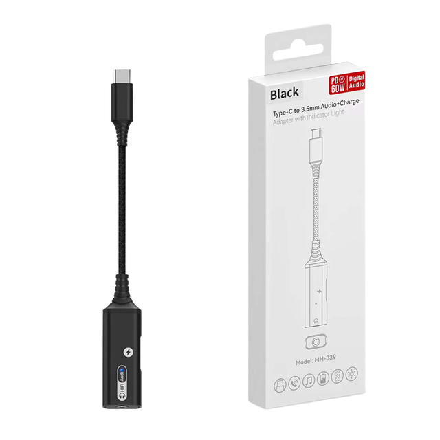 2-in-1 DC Charging AUX Audio USB-C Earphone Adapter 3.5mm Jack Audio Converter Short Circuit Protection for iPhone 15 for