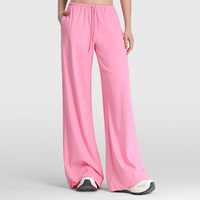 Pantalones de Yoga de Pierna Ancha con Bolsillos Laterales Profundos, Cintura Alta, Elásticos, Transpirables, de Color Sólido, con Logotipo Personalizado para Mujer