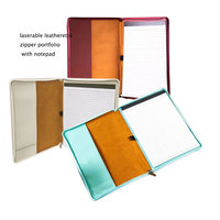 Portafolio de Cuero PU Grabable con Láser Tamaño A4, Personalizable OEM, con Cierre para Estudiantes y Profesionales de Oficina