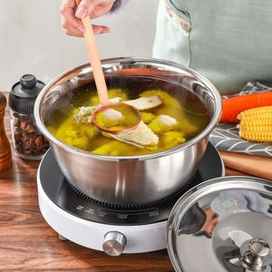 Bol mélangeur en acier inoxydable 304, durable, avec couvercle, pour soupes et préparation culinaire - Product Image 1