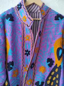 Veste kimono d'hiver en coton respirant tissé à la main pour femmes, style ethnique bohème, motif animalier Suzani - Product Image 3