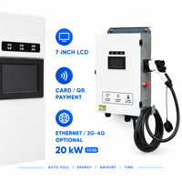 Chargeur mural CCS2 DC 20 kW, chargeur rapide compact, OCPP 1.6J, écran LCD, IP54, station de charge pour bureau, parking, domicile, 200-1000 V