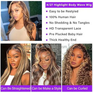 13x4高清处女人发直棕色混合金发假发高清蕾丝印度长发 - Product Image 6