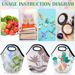 Sublimation Blank Neoprene <b>Lunch</b> <b>Bags</b> DIY Reusable <b>Lunch</b> <b>Box</b> Kid Thermal Insulated Pouch Foldable Food Carry Case Handbags Tote - Product Image 4