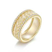 Bague en argent sterling S925 brossé avec moissanite 8,7 mm, plaqué or rhodié 14 carats, bijoux fins vintage pour femme, idéale pour les fêtes, le quotidien ou comme cadeau