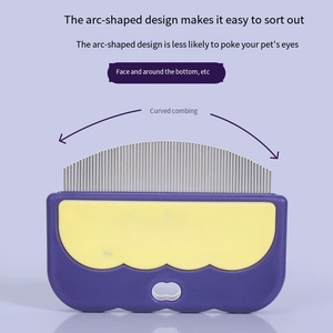 猫と犬のためのペット用クリーニングツール滑り止め湾曲金属フリーコーム丸針付きフローティングヘア除去用 - Product Image 3