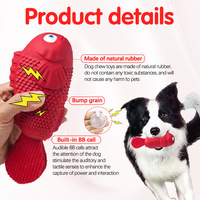 Jouets à mâcher pour chien en caoutchouc naturel durable, forme de poisson, jouet interactif qui couine, jouet de nettoyage des dents pour les chiens agressifs