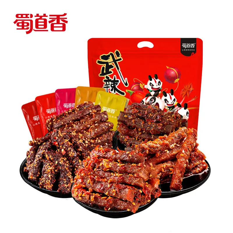 Shudaoxiang פיקנטי בשר חטיפים טעים בשר של בשר בקר 500g סצ 'ואן טעם חטיפים OEM Alibaba סיטונאי חטיף מזון בשר הבקר