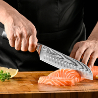 Couteau de cuisine japonais Santoku KEEMAKE 7 pouces, couteau à découper tranchant de 7 pouces pour couper les légumes, les viandes et les fruits