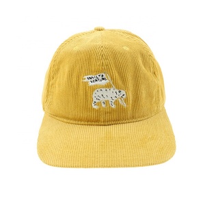 Gorra de Verano de Diseño de 6 Paneles de Pana Amarilla con Etiquetas - Product Image 2