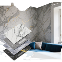 Lámina de PVC con Diseño de Mármol UV1220*2440mm, 3mm de Grosor, Alto Brillo, Resistente al Fuego, Garantía de 3 Años, Impermeable para Exteriores, Moderna, para Comercios, Hogares y Baños