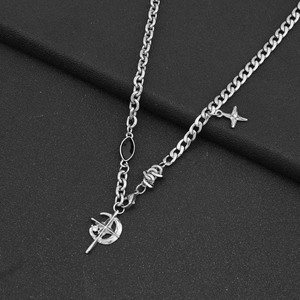 2026 Hot Selling Exquisite Star Moon Shaped Pendant Necklace Fashionable <b>Titanium</b> Steel Unisex's Necklaces Wholesale Jewelry - Product Image 5
