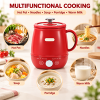 Marmite Électrique Multifonctionnelle Mini Hot Pot, Cuiseur à Soupe et à Riz, avec Cuve Intérieure Émaillée, Fonction Maintien au Chaud, Idéale pour Dortoir