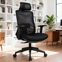 Chaise de bureau ergonomique en maille à dossier haut, réglable en hauteur, avec appui-tête et accoudoirs, pivotante, noire, pour la maison et l'atelier, vente en gros
