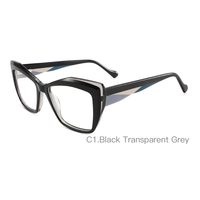 Grand Polygone Acétate Optique Monture Colorée Brillant Large Temples Motif Géométrique Détail Design Lunettes